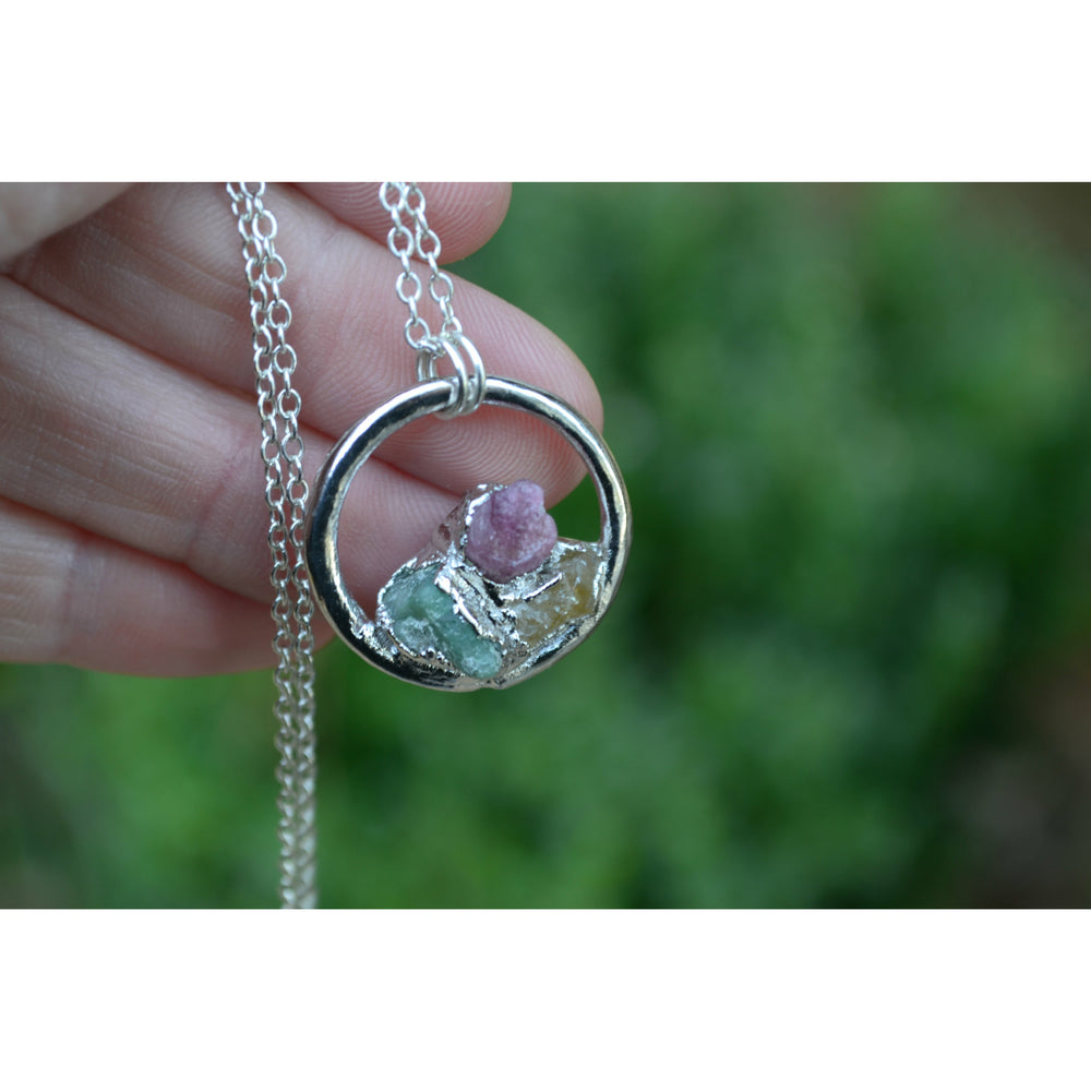 Custom Birthstone Necklaces made with Raw, Natural, Gemstones -Personalized